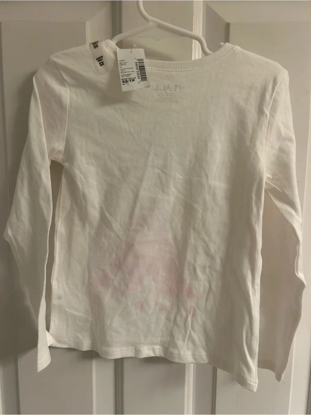 NWT-The Children's Place White Long-Sleeve Tee with Pink-to-Blue Eiffel Tower